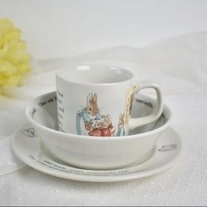 Vintage Wedgwood “Peter Rabbit” Three-Piece Child’s Porcelain Tableware Set